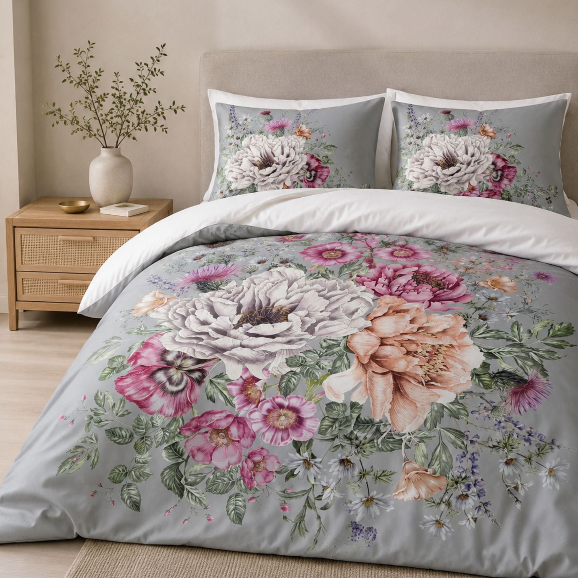 Flores Quilt &amp; Reversible Duvet Cover Set