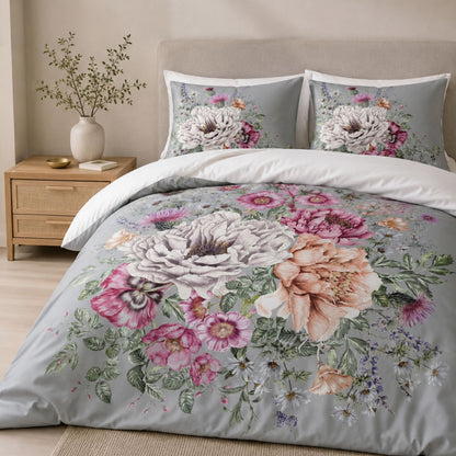 Flores Quilt &amp; Reversible Duvet Cover Set