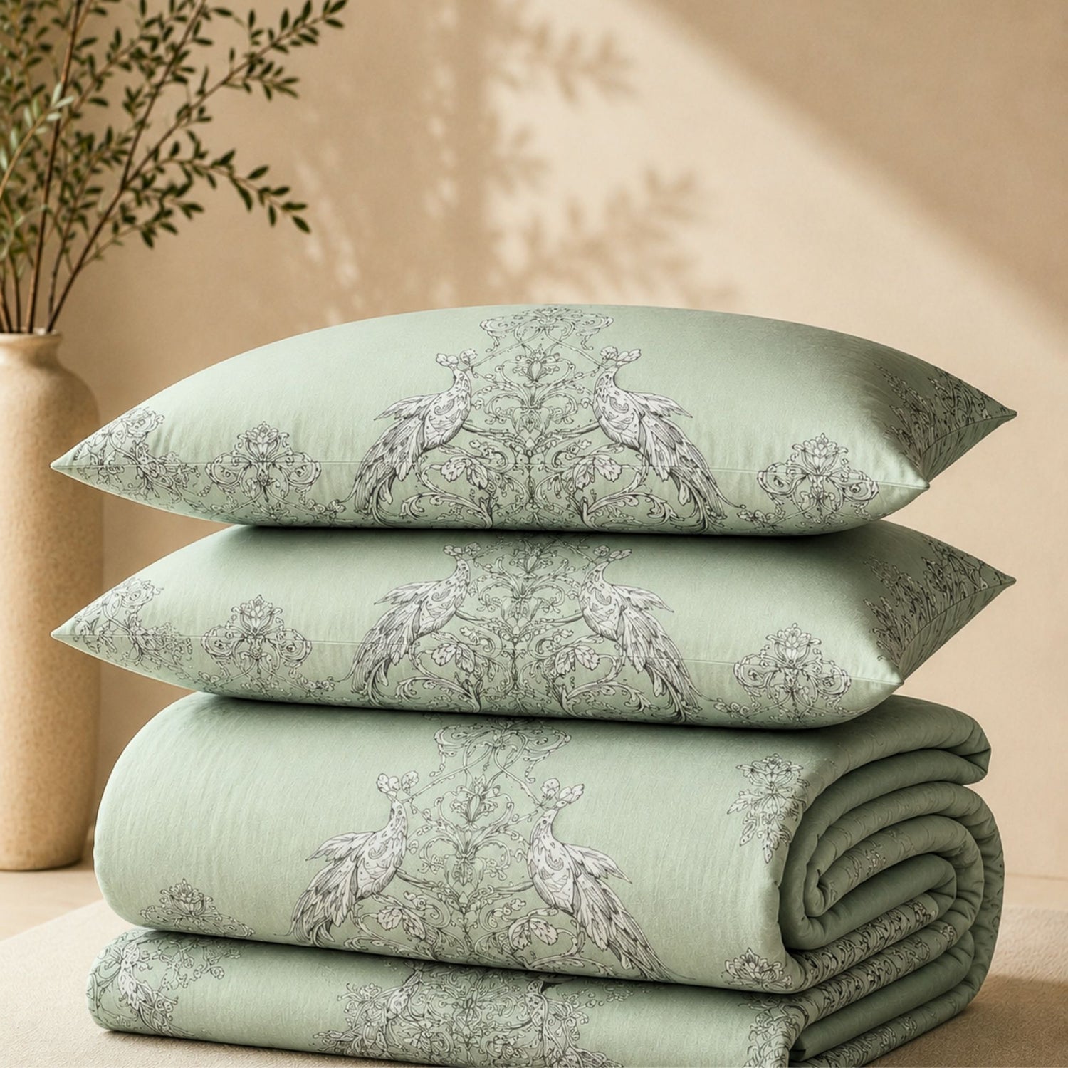 Pavos Quilt &amp; Reversible Duvet Cover Set