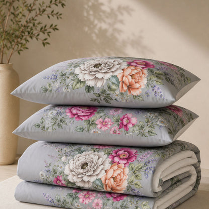 Flores Quilt &amp; Reversible Duvet Cover Set