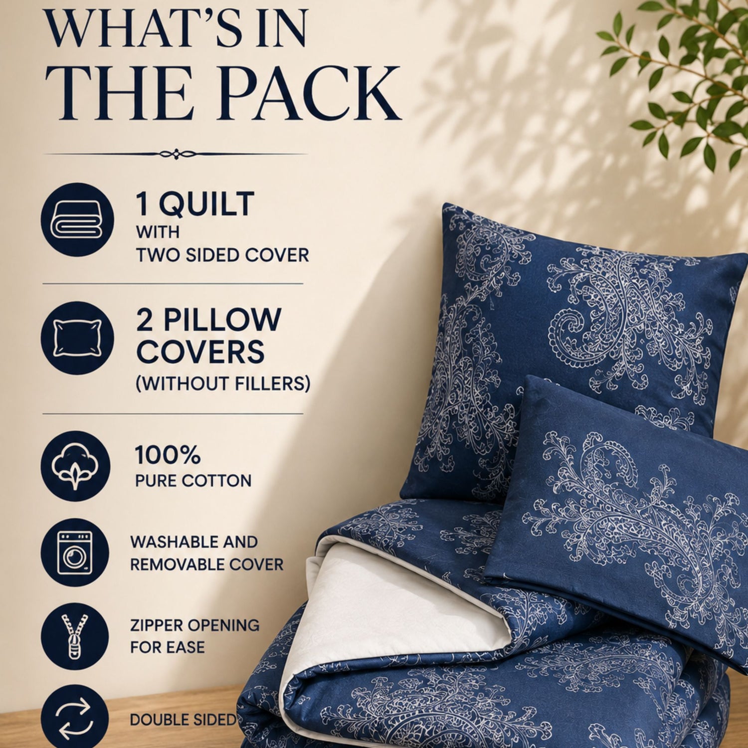 Mira Quilt &amp; Reversible Duvet Cover Set