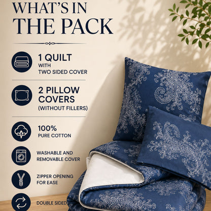Mira Quilt &amp; Reversible Duvet Cover Set